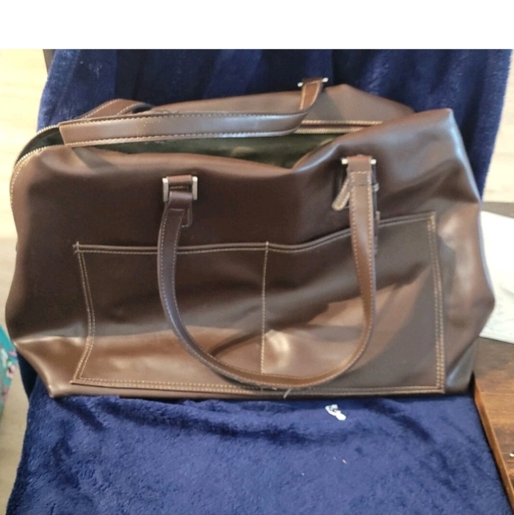 Jones New York Brown  Faux Leather Tote Computer Bag